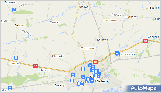 mapa Chrząstowo gmina Nakło nad Notecią, Chrząstowo gmina Nakło nad Notecią na mapie Targeo