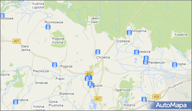 mapa Chrzelice, Chrzelice na mapie Targeo