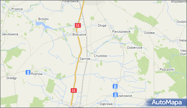 mapa Chudoba gmina Byczyna, Chudoba gmina Byczyna na mapie Targeo
