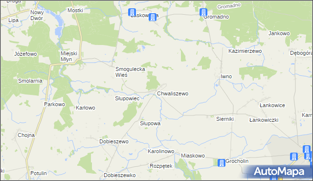 mapa Chwaliszewo gmina Kcynia, Chwaliszewo gmina Kcynia na mapie Targeo