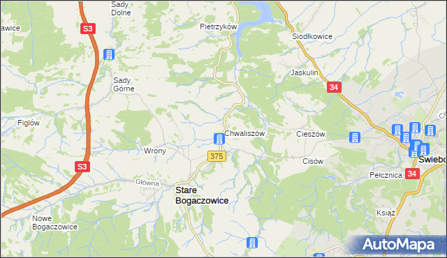 mapa Chwaliszów, Chwaliszów na mapie Targeo