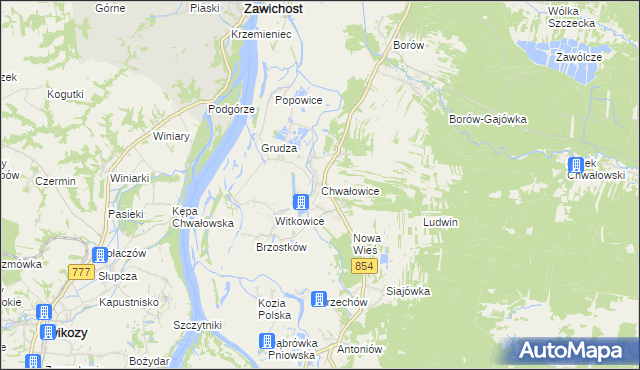 mapa Chwałowice gmina Radomyśl nad Sanem, Chwałowice gmina Radomyśl nad Sanem na mapie Targeo