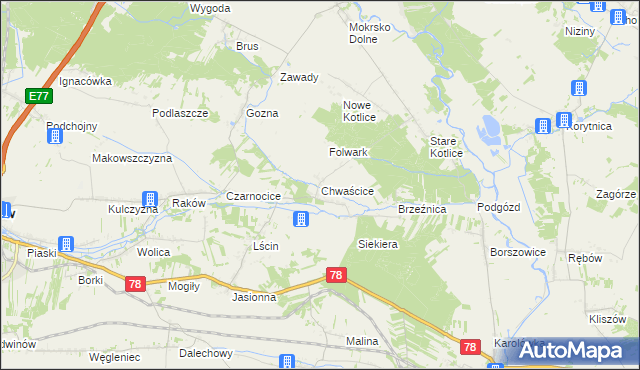 mapa Chwaścice, Chwaścice na mapie Targeo