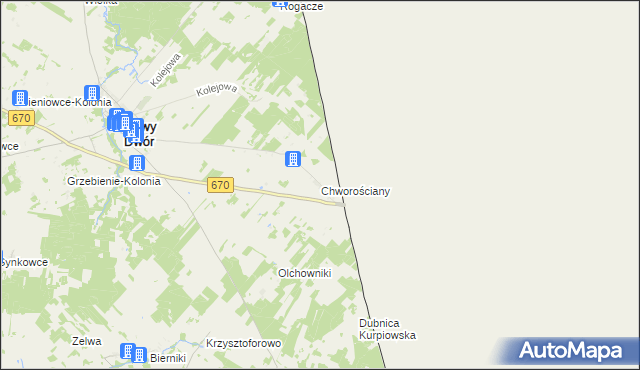 mapa Chworościany, Chworościany na mapie Targeo