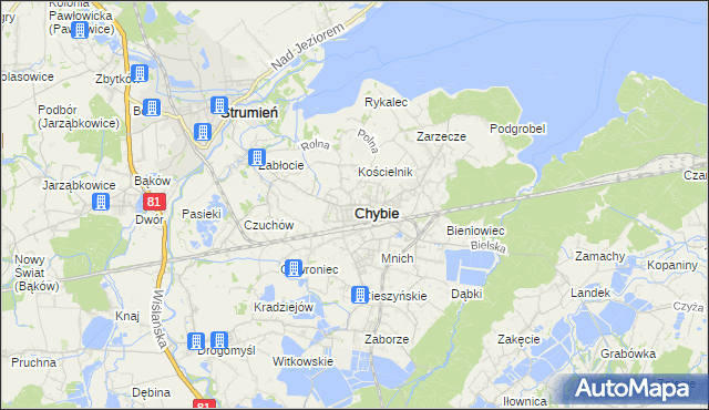 mapa Chybie, Chybie na mapie Targeo