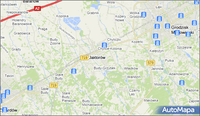 mapa Chylice gmina Jaktorów, Chylice gmina Jaktorów na mapie Targeo