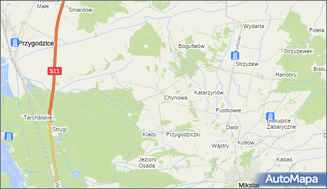 mapa Chynowa, Chynowa na mapie Targeo