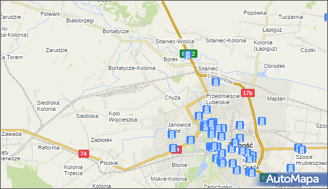 mapa Chyża, Chyża na mapie Targeo