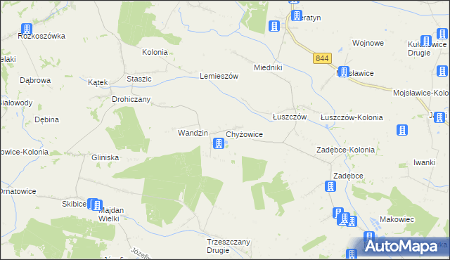 mapa Chyżowice, Chyżowice na mapie Targeo