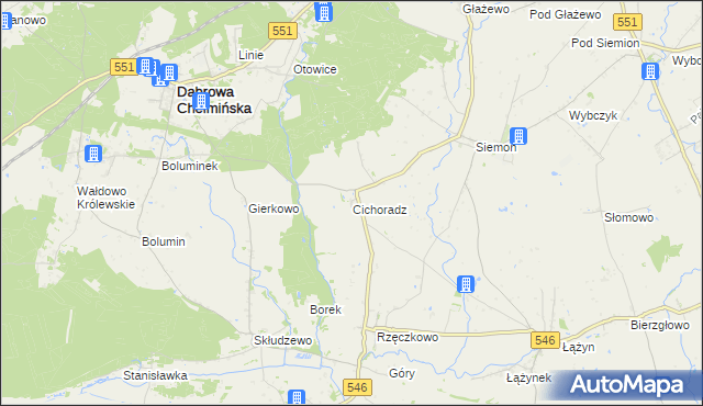 mapa Cichoradz, Cichoradz na mapie Targeo