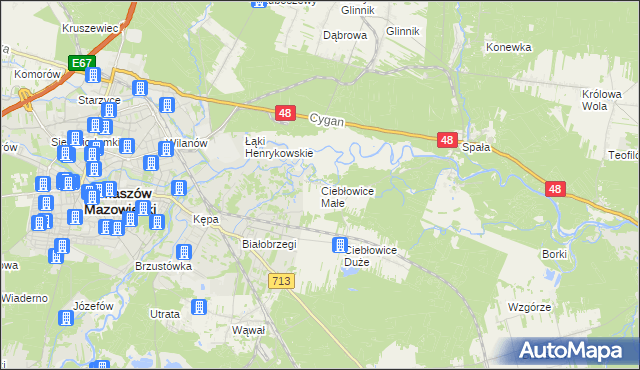 mapa Ciebłowice Małe, Ciebłowice Małe na mapie Targeo