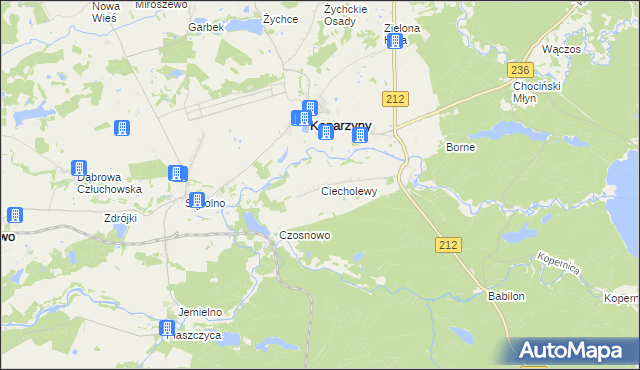 mapa Ciecholewy gmina Konarzyny, Ciecholewy gmina Konarzyny na mapie Targeo