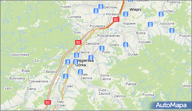 mapa Cięcina, Cięcina na mapie Targeo