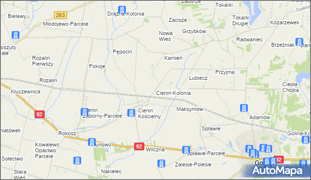 mapa Cienin-Kolonia, Cienin-Kolonia na mapie Targeo
