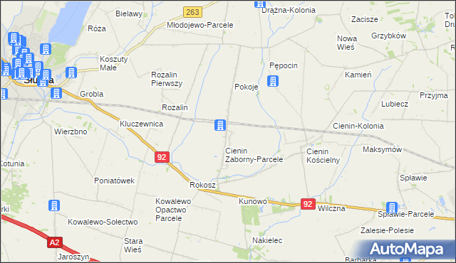 mapa Cienin Zaborny, Cienin Zaborny na mapie Targeo