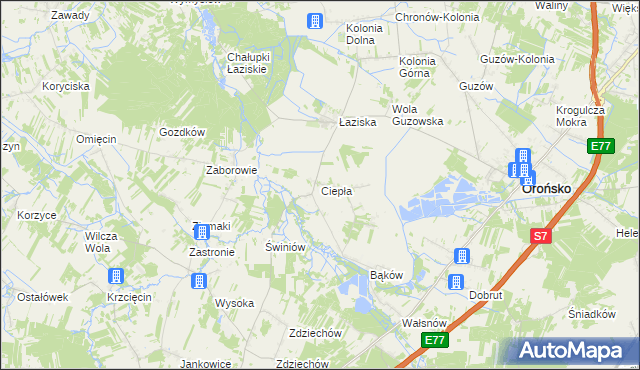 mapa Ciepła, Ciepła na mapie Targeo