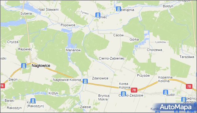 mapa Cierno-Żabieniec, Cierno-Żabieniec na mapie Targeo