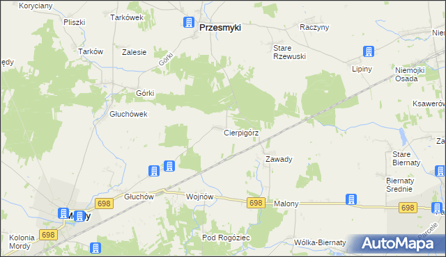 mapa Cierpigórz gmina Przesmyki, Cierpigórz gmina Przesmyki na mapie Targeo