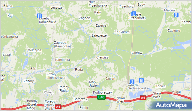 mapa Cierpisz gmina Sędziszów Małopolski, Cierpisz gmina Sędziszów Małopolski na mapie Targeo