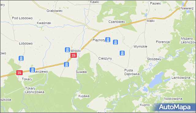 mapa Cieszyny gmina Golub-Dobrzyń, Cieszyny gmina Golub-Dobrzyń na mapie Targeo