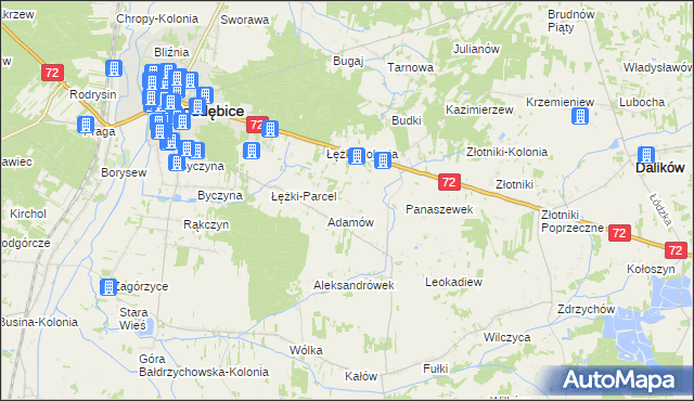 mapa Ciężków gmina Poddębice, Ciężków gmina Poddębice na mapie Targeo
