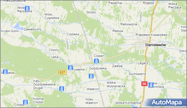 mapa Ciopan, Ciopan na mapie Targeo