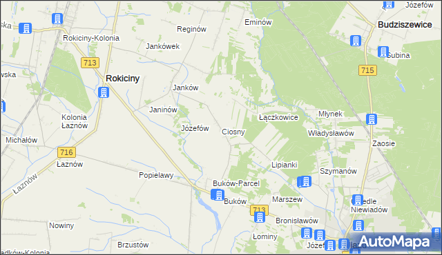 mapa Ciosny gmina Ujazd, Ciosny gmina Ujazd na mapie Targeo