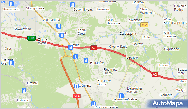 mapa Ciosny gmina Zgierz, Ciosny gmina Zgierz na mapie Targeo