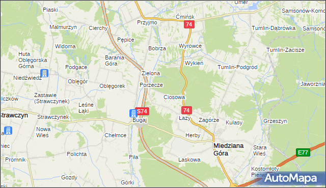 mapa Ciosowa, Ciosowa na mapie Targeo