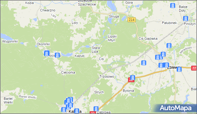 mapa Cis gmina Zblewo, Cis gmina Zblewo na mapie Targeo