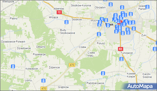 mapa Cisew, Cisew na mapie Targeo