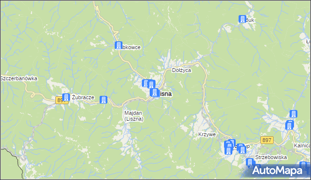 mapa Cisna, Cisna na mapie Targeo