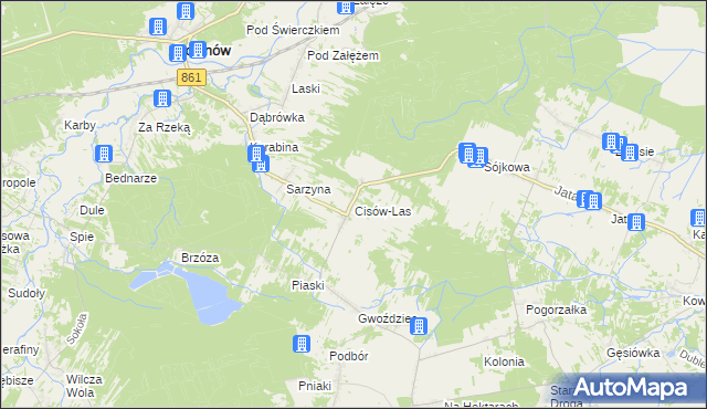 mapa Cisów-Las, Cisów-Las na mapie Targeo