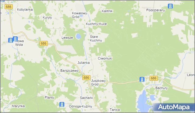 mapa Ciwoniuki, Ciwoniuki na mapie Targeo
