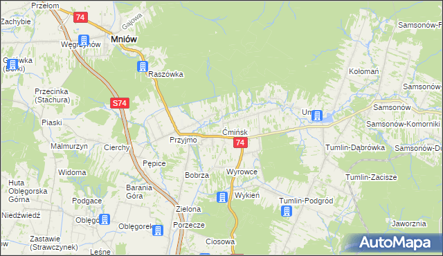 mapa Ćmińsk, Ćmińsk na mapie Targeo