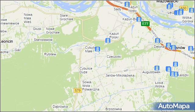 mapa Cybulice, Cybulice na mapie Targeo