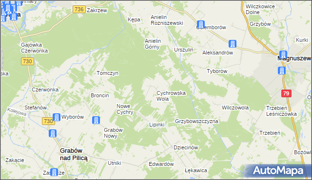 mapa Cychrowska Wola, Cychrowska Wola na mapie Targeo