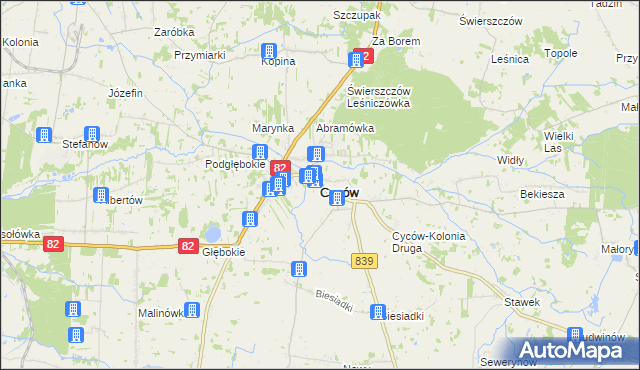 mapa Cyców, Cyców na mapie Targeo