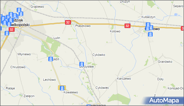 mapa Cykówko, Cykówko na mapie Targeo