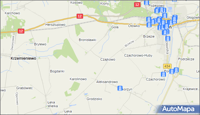mapa Czajkowo gmina Gostyń, Czajkowo gmina Gostyń na mapie Targeo