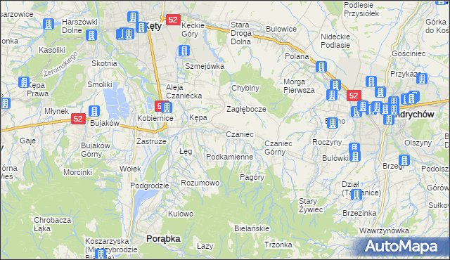 mapa Czaniec, Czaniec na mapie Targeo