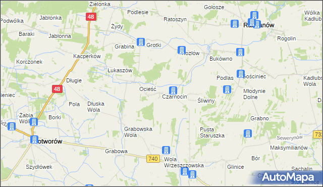 mapa Czarnocin gmina Radzanów, Czarnocin gmina Radzanów na mapie Targeo