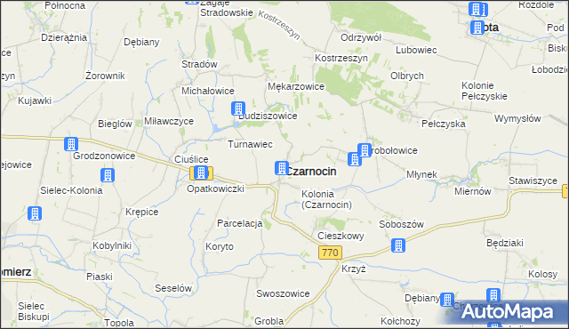 mapa Czarnocin powiat kazimierski, Czarnocin powiat kazimierski na mapie Targeo