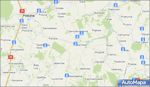 mapa Czarnolas gmina Policzna, Czarnolas gmina Policzna na mapie Targeo