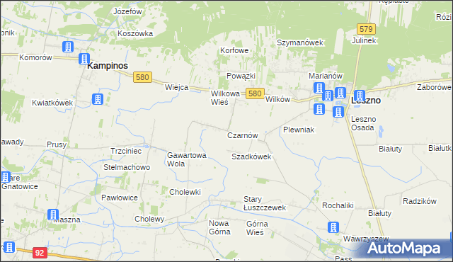 mapa Czarnów gmina Leszno, Czarnów gmina Leszno na mapie Targeo