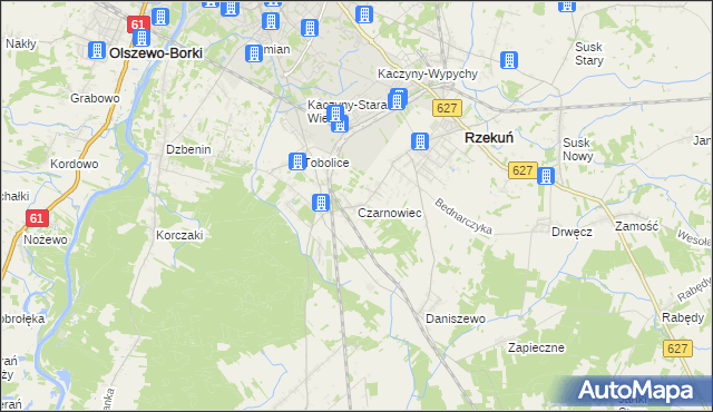 mapa Czarnowiec gmina Rzekuń, Czarnowiec gmina Rzekuń na mapie Targeo