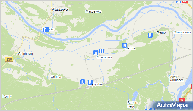 mapa Czarnowo gmina Krosno Odrzańskie, Czarnowo gmina Krosno Odrzańskie na mapie Targeo