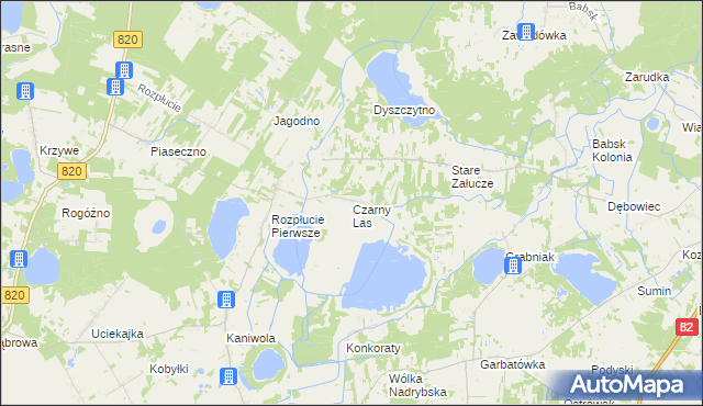 mapa Czarny Las gmina Ludwin, Czarny Las gmina Ludwin na mapie Targeo