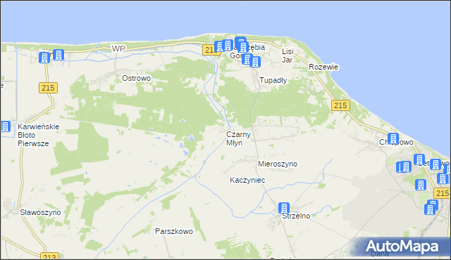 mapa Czarny Młyn gmina Puck, Czarny Młyn gmina Puck na mapie Targeo