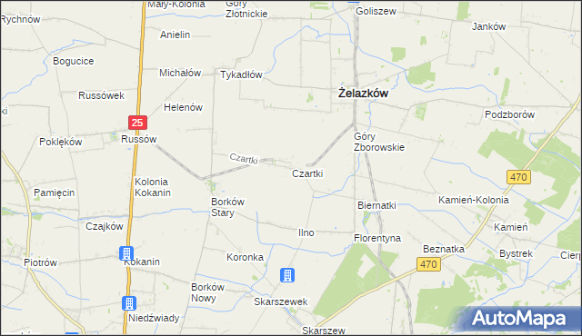 mapa Czartki gmina Żelazków, Czartki gmina Żelazków na mapie Targeo